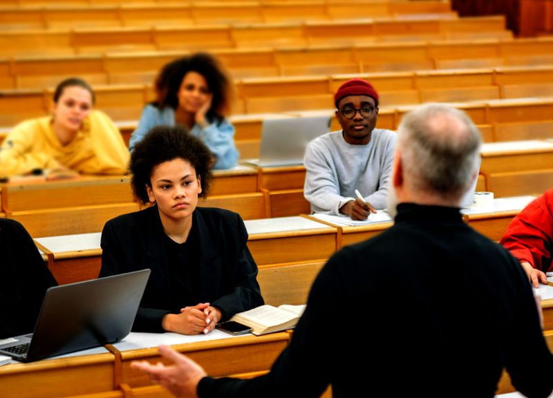 Students in a lecture theatre