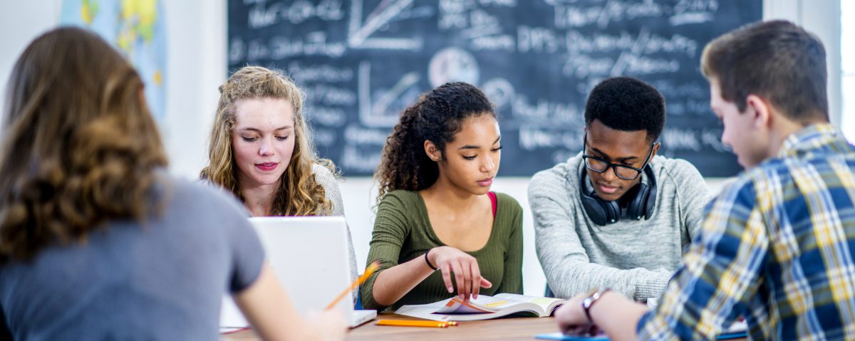 Studying in a classroom